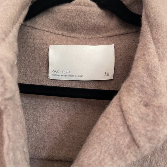 Oak + Fort Oversized Wool Blend Midi Shacket in Winter Fig - Picture 3 of 5